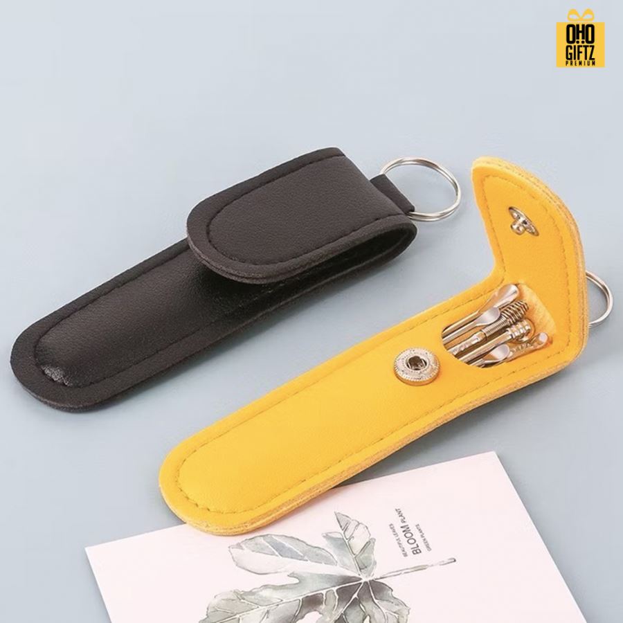 ชุดไม้แคะหูสแตนเลสพร้อมซองหนัง Pu สกรีนโลโก้ สกรีนชื่อร้าน ทำเป็นของพรีเมี่ยมได้