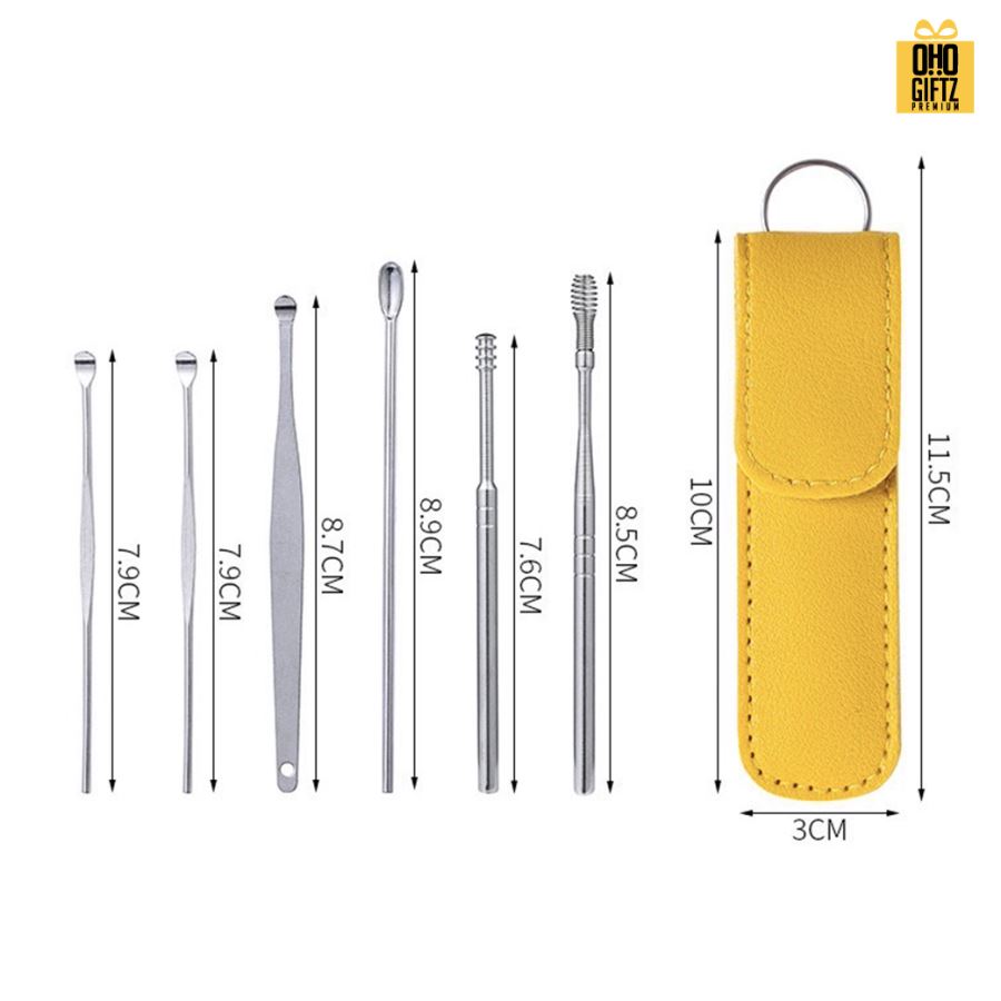 ชุดไม้แคะหูสแตนเลสพร้อมซองหนัง Pu สกรีนโลโก้ สกรีนชื่อร้าน ทำเป็นของพรีเมี่ยมได้