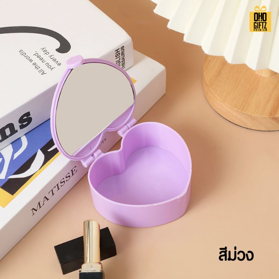 กล่องเก็บของหัวใจพร้อมกระจก สกรีนชื่อ สกรีนโลโก้ ทำเป็นของพรีเมี่ยมได้