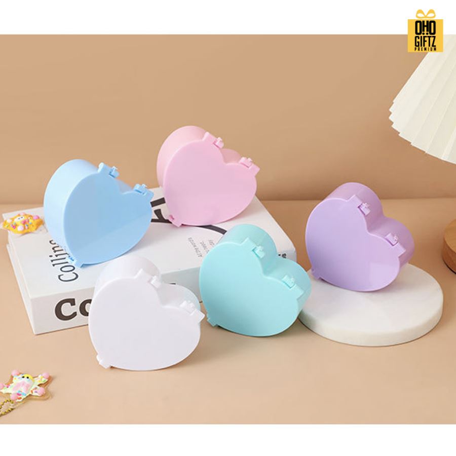 กล่องเก็บของหัวใจพร้อมกระจก สกรีนชื่อ สกรีนโลโก้ ทำเป็นของพรีเมี่ยมได้