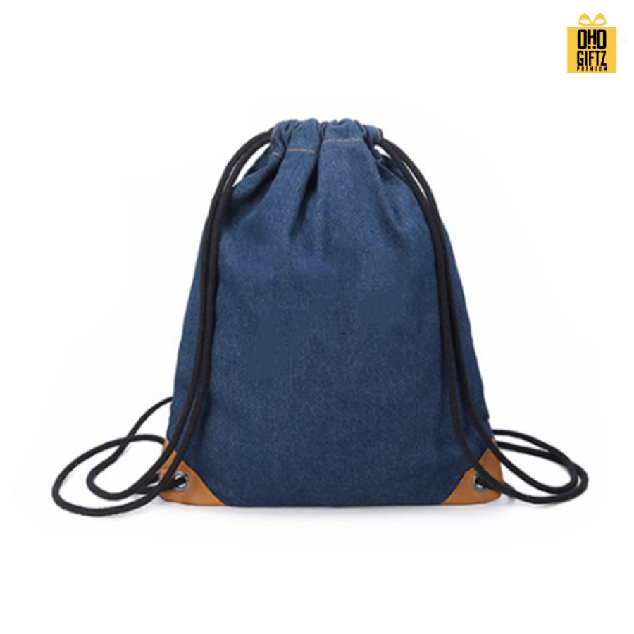 เป้ยีนส์สะพายหลังหูเชือก สกรีนโลโก้ ทำเป็นของพรีเมี่ยมได้