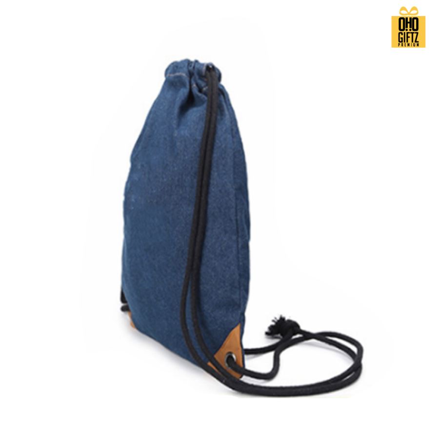 เป้ยีนส์สะพายหลังหูเชือก สกรีนโลโก้ ทำเป็นของพรีเมี่ยมได้