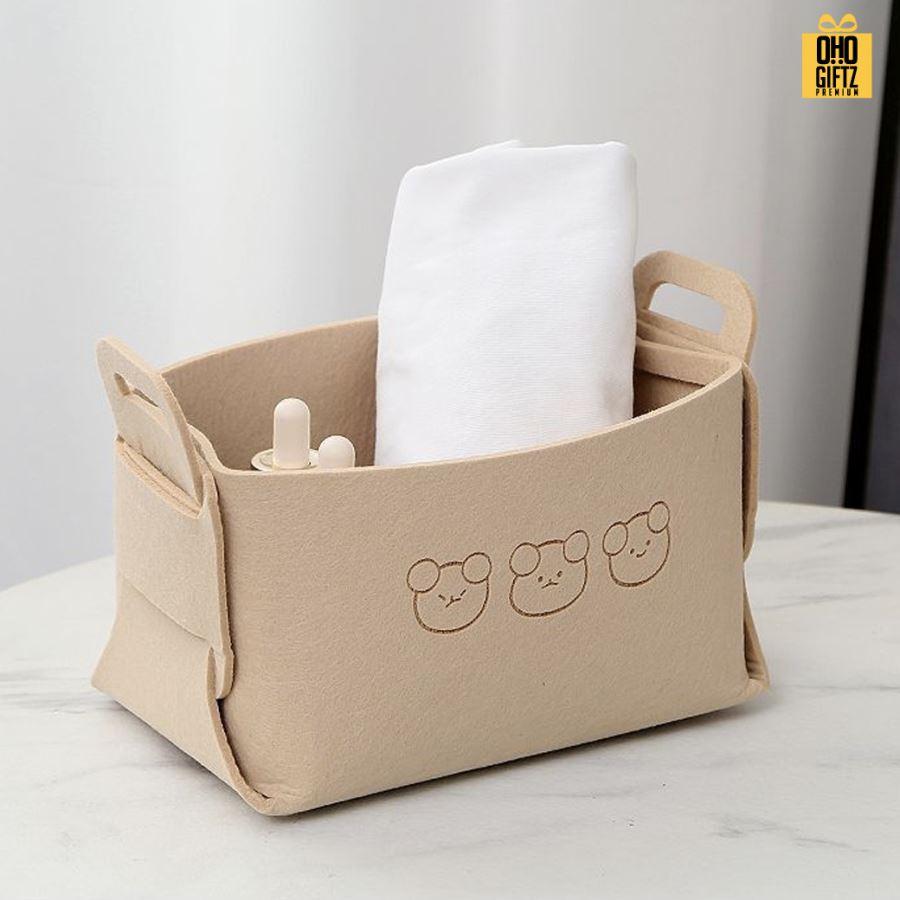 ตะกร้าผ้าสักหลาด น่ารัก สกรีนโลโก้  ทำเป็นของพรีเมี่ยมได้