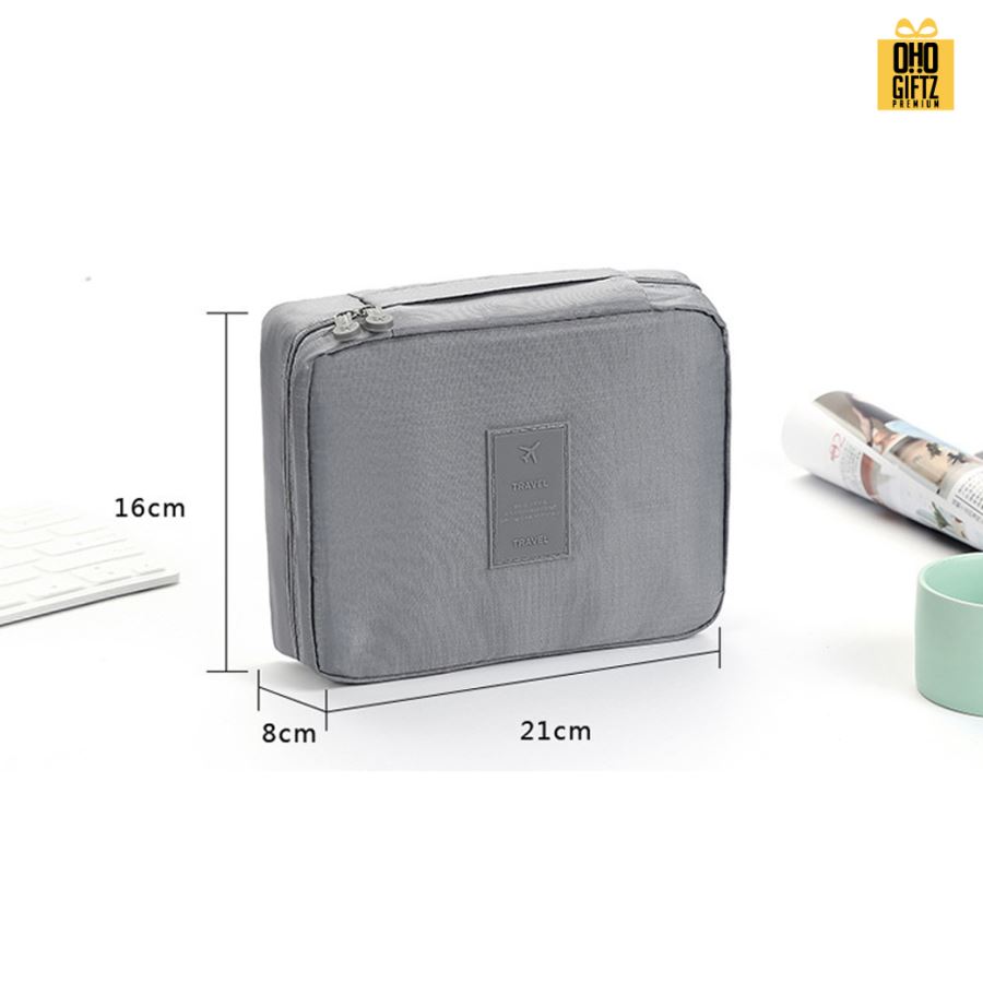 กระเป๋าเครื่องสำอางสำหรับพกเดินทาง สกรีนโลโก้  ทำเป็นของพรีเมี่ยมได้