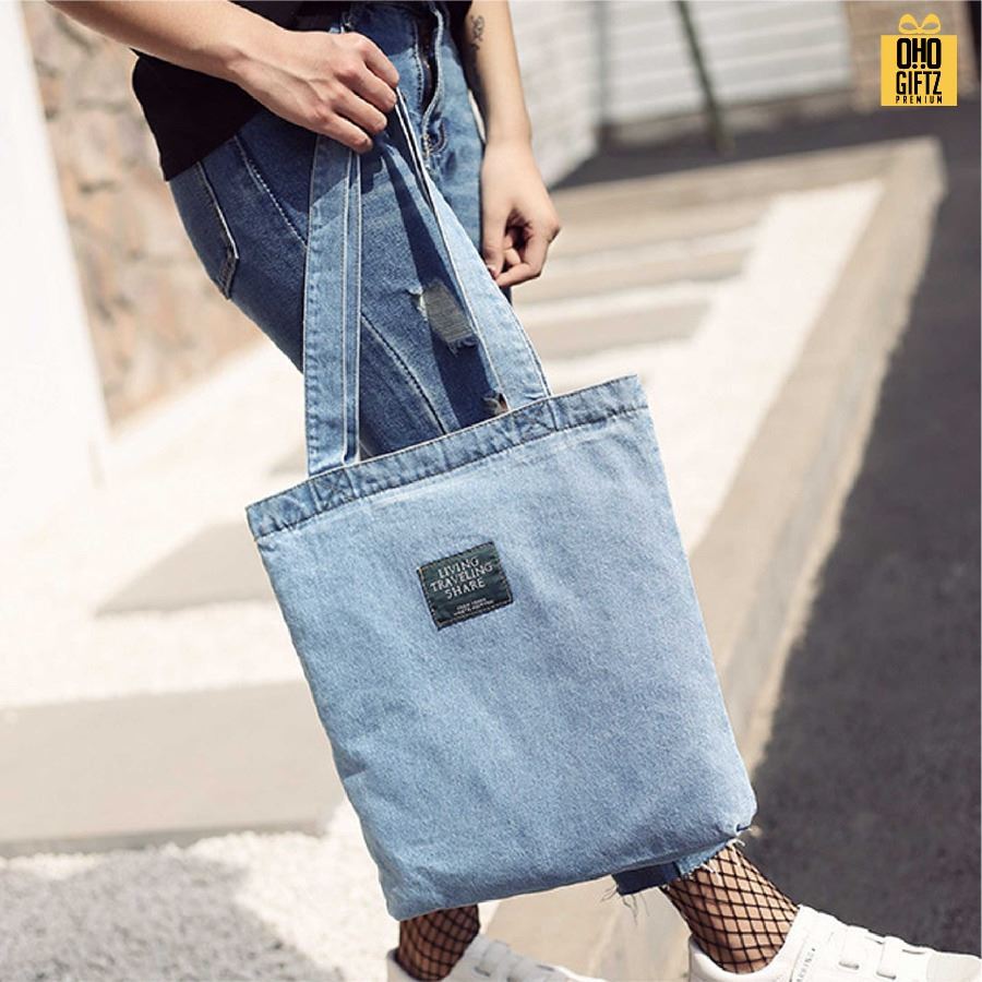 กระเป๋าผ้ายีนส์ สกรีนโลโก้ ทำเป็นของพรีเมี่ยมได้