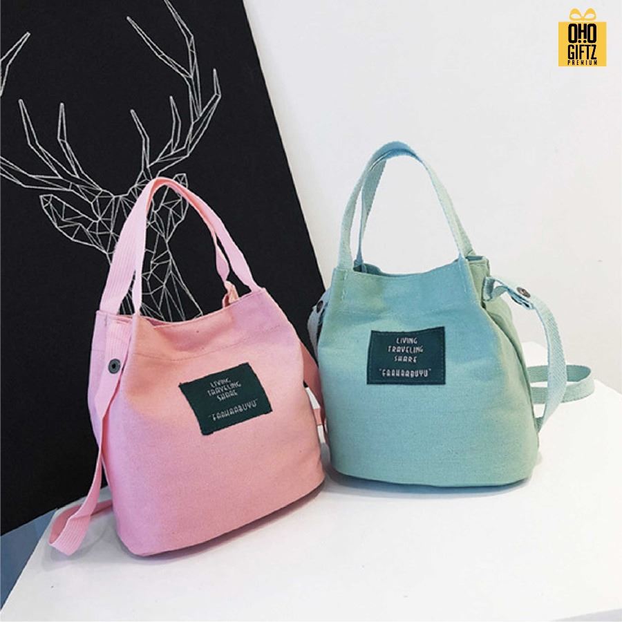 กระเป๋าถือสะพายข้าง ใบเล็กน่ารัก สกรีนโลโก้ ทำเป็นของพรีเมี่ยมได้