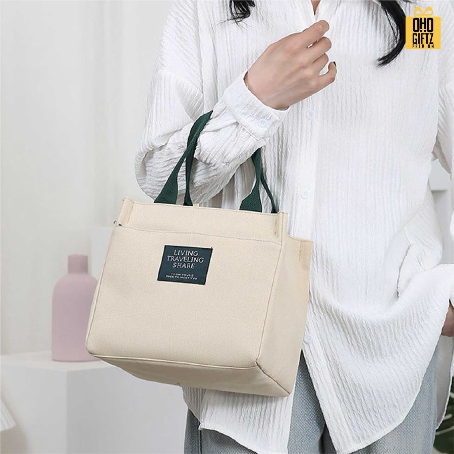 กระเป๋าแคนวาสใส่กล่องข้าว สกรีนโลโก้ ทำเป็นของพรีเมี่ยม