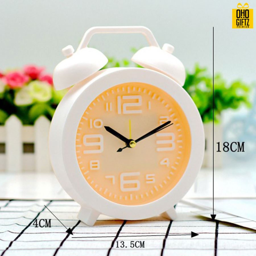 นาฬิกาตั้งโต๊ะทรงกลมสีสดใส สกรีนโลโก้ ทำเป็นของพรีเมี่ยมได้