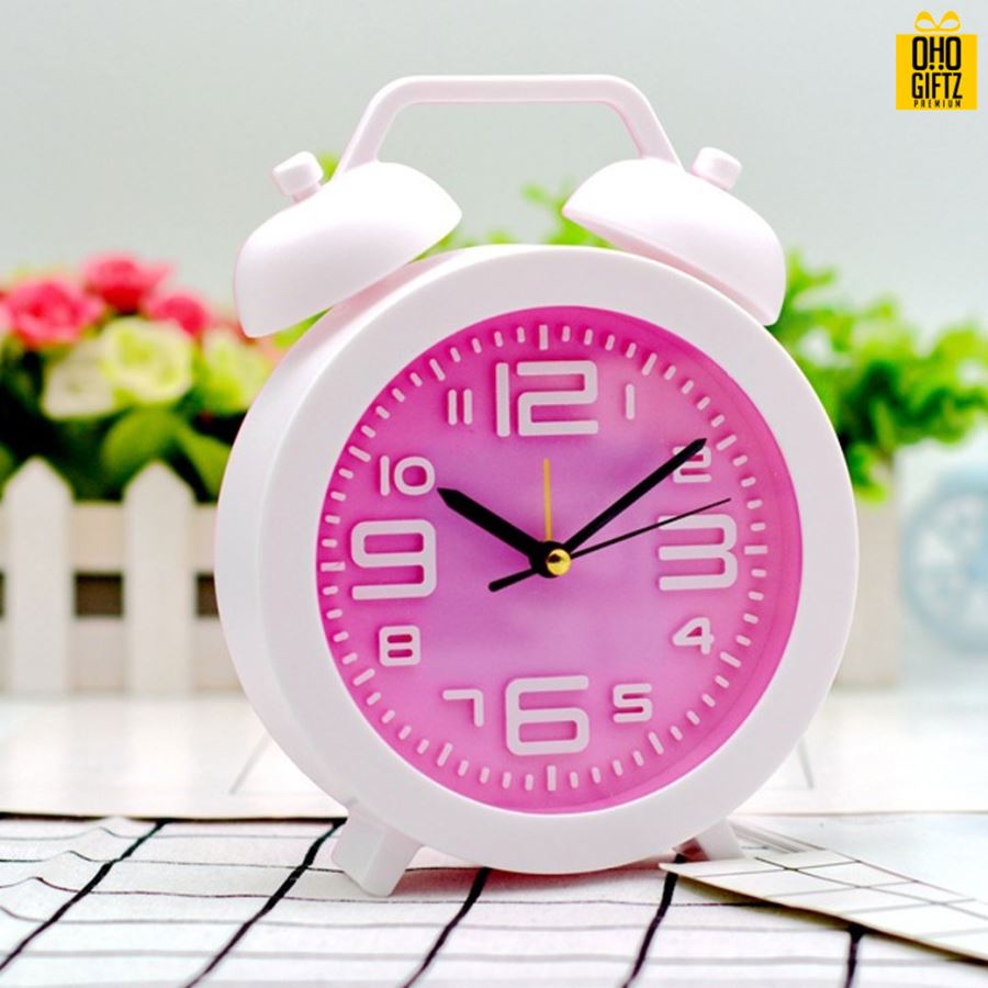 นาฬิกาตั้งโต๊ะทรงกลมสีสดใส สกรีนโลโก้ ทำเป็นของพรีเมี่ยมได้