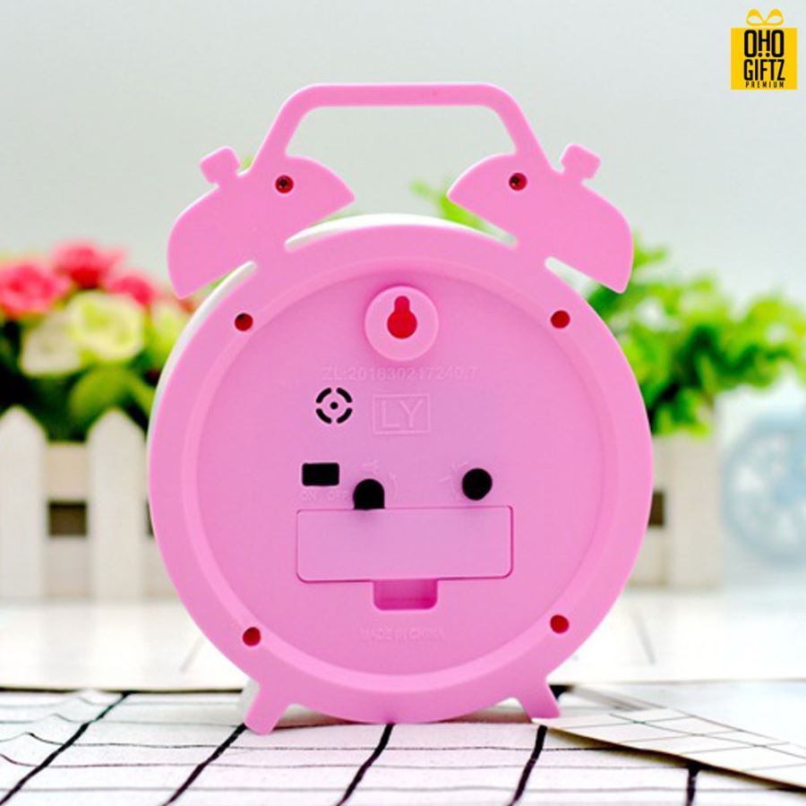 นาฬิกาตั้งโต๊ะทรงกลมสีสดใส สกรีนโลโก้ ทำเป็นของพรีเมี่ยมได้