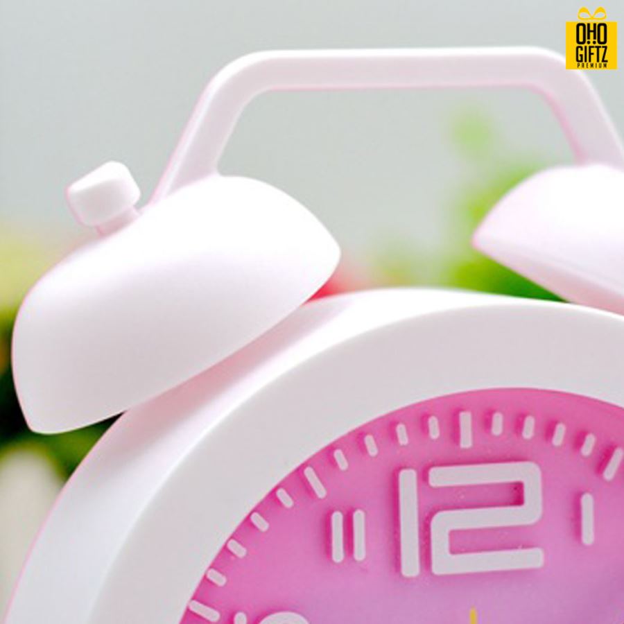 นาฬิกาตั้งโต๊ะทรงกลมสีสดใส สกรีนโลโก้ ทำเป็นของพรีเมี่ยมได้