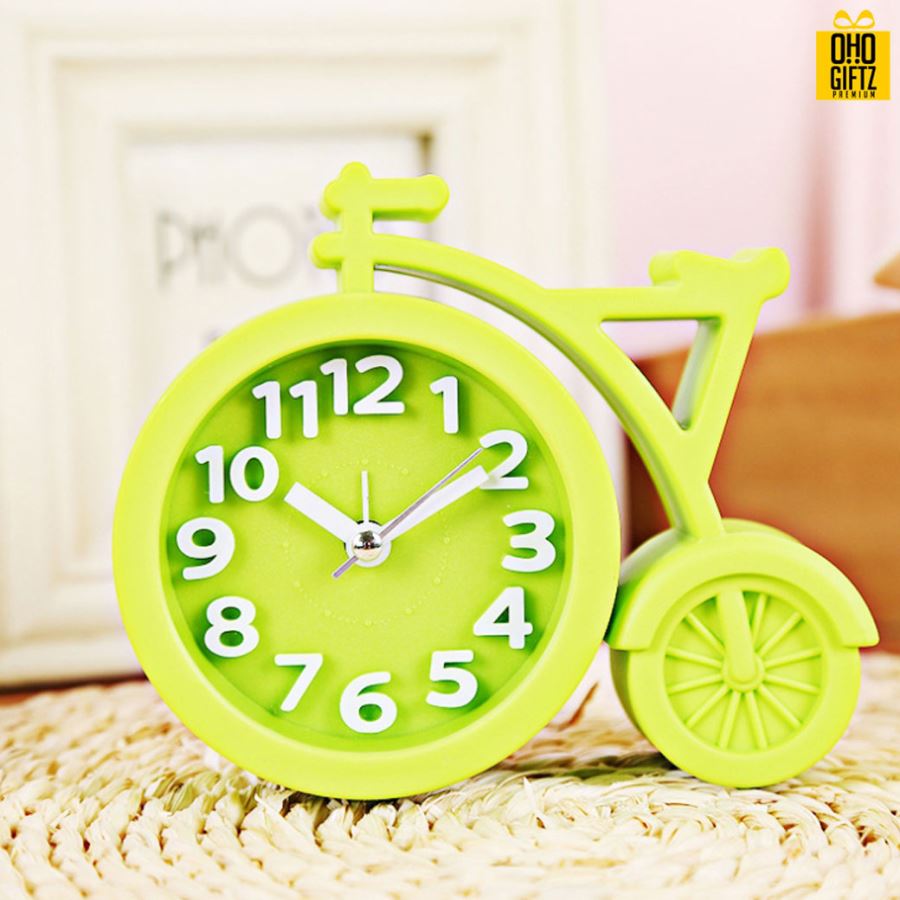 นาฬิกาตั้งโต๊ะรูปจักรยาน สกรีนโลโก้ ทำเป็นของพรีเมี่ยมได้