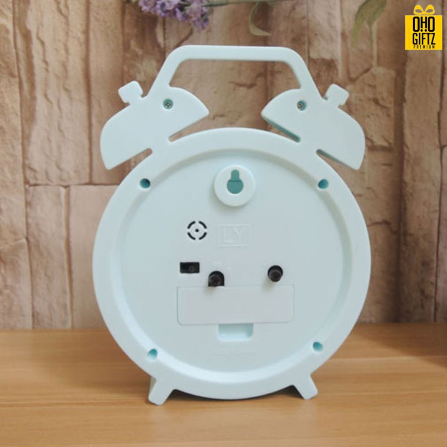 นาฬิกาตั้งโต๊ะทรงกลมสีลูกกวาด สกรีนโลโก้ ทำเป็นของพรีเมี่ยมได้