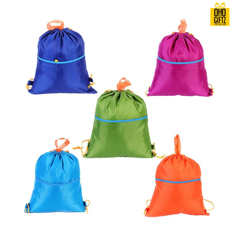 กระเป๋าเป้ทรงเชือกรูดมีหูหิ้ว  สกรีนโลโก้ ทำเป็นของพรีเมี่ยม