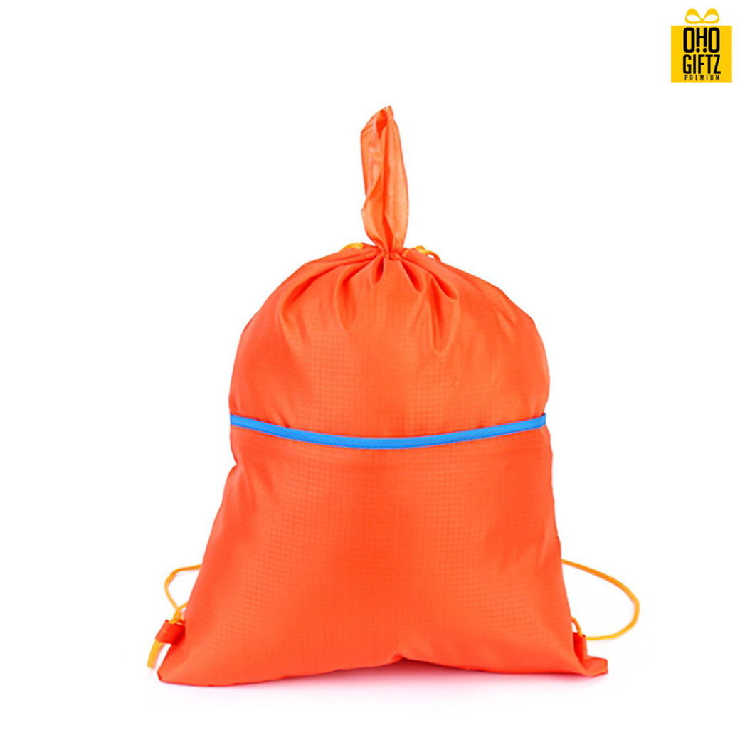 กระเป๋าเป้ทรงเชือกรูดมีหูหิ้ว  สกรีนโลโก้ ทำเป็นของพรีเมี่ยม