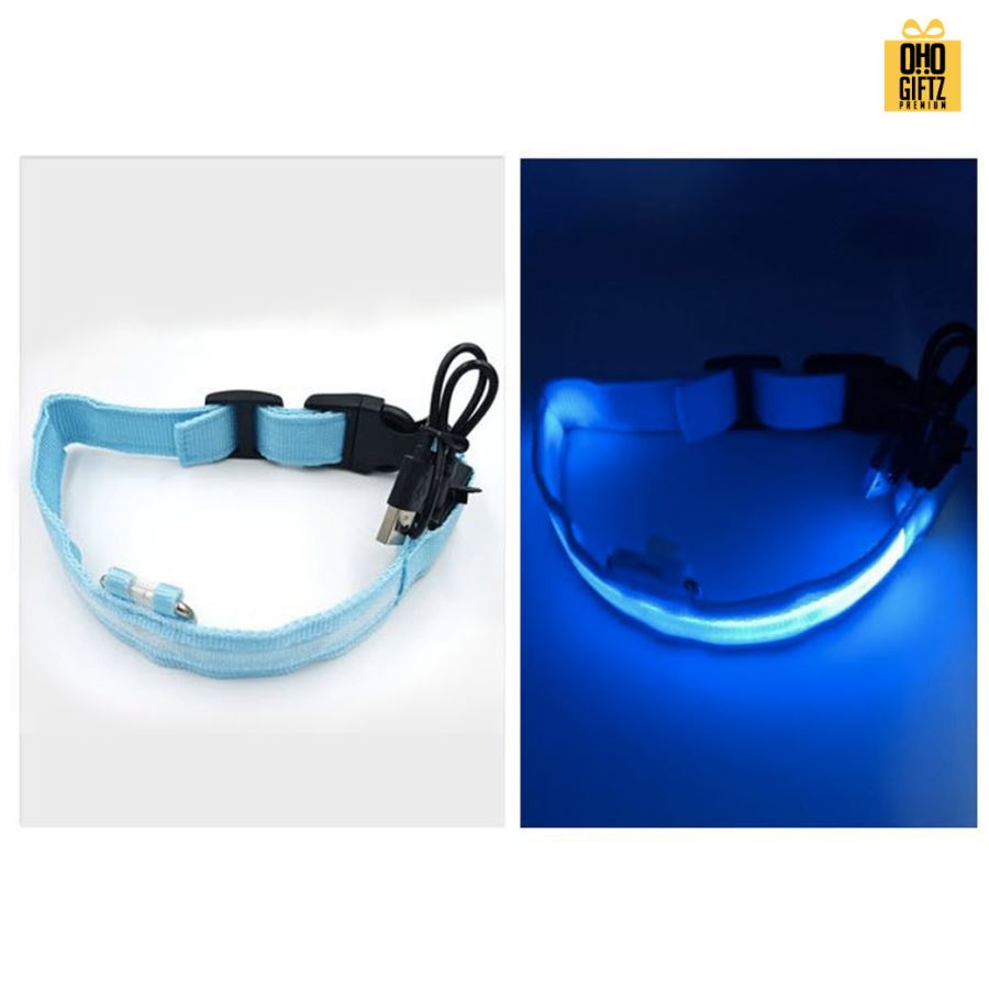 ปลอกคอสัตว์เลี้ยง มีไฟ LED ชาร์จไฟได้ สกรีนโลโก้ ทำเป็นของพรีเมี่ยม