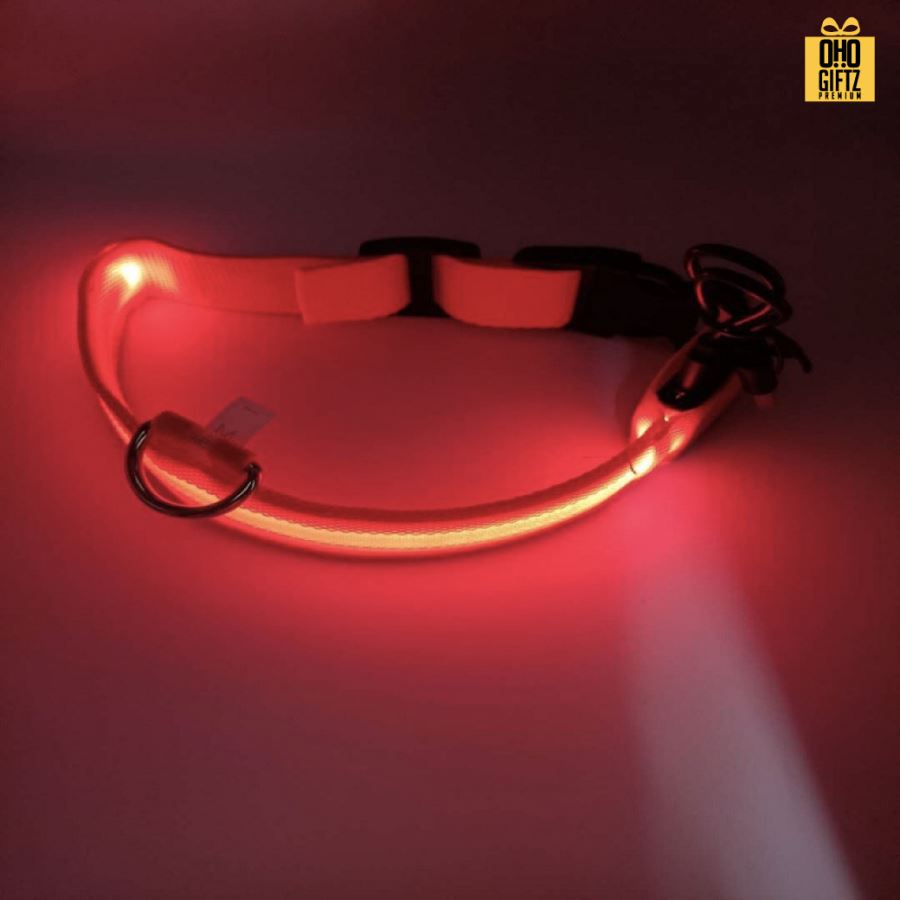 ปลอกคอสัตว์เลี้ยง มีไฟ LED ชาร์จไฟได้ สกรีนโลโก้ ทำเป็นของพรีเมี่ยม