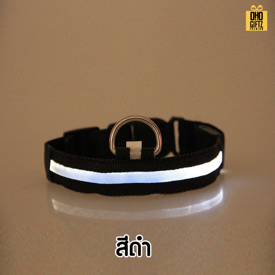 ปลอกคอสัตว์เลี้ยง มีไฟ LED ชาร์จไฟได้ สกรีนโลโก้ ทำเป็นของพรีเมี่ยม
