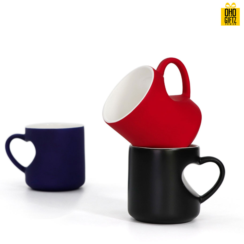 แก้วเซรามิคหูเว้าหัวใจเนื้อด้านเปลี่ยนสีเมื่อใส่น้ำร้อน *ไม่มีขั้นต่ำ* 