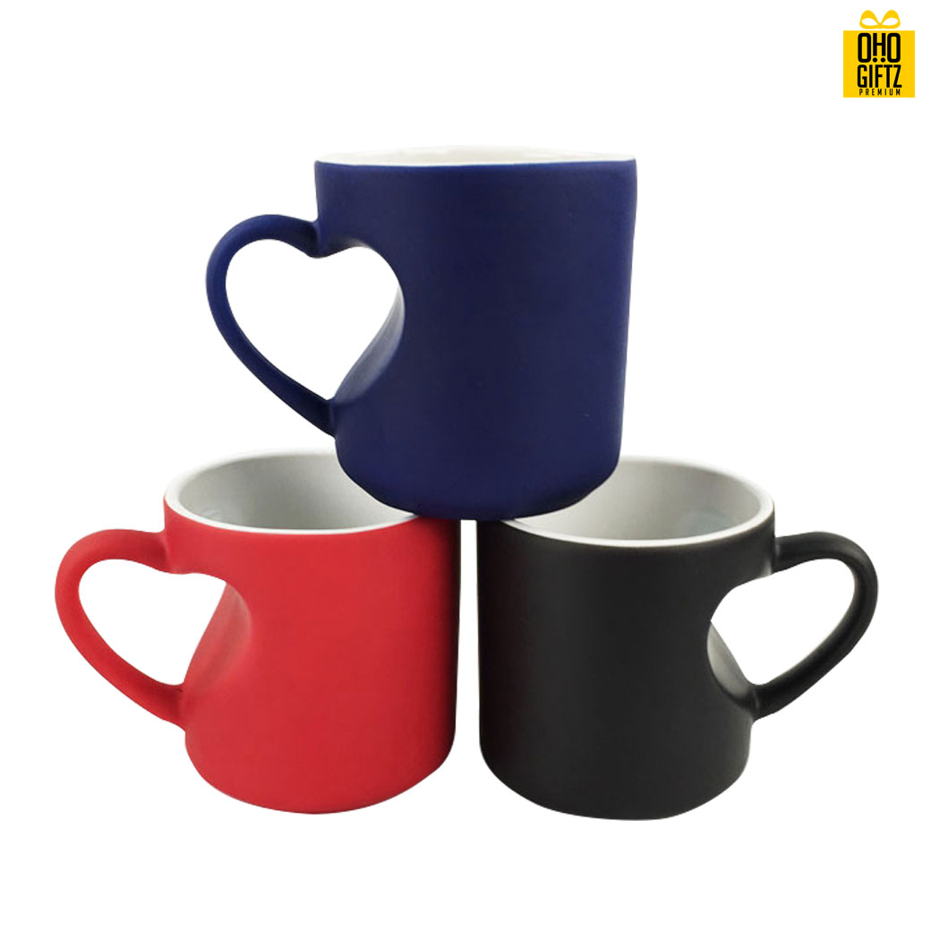 แก้วเซรามิคหูเว้าหัวใจเนื้อด้านเปลี่ยนสีเมื่อใส่น้ำร้อน *ไม่มีขั้นต่ำ* 