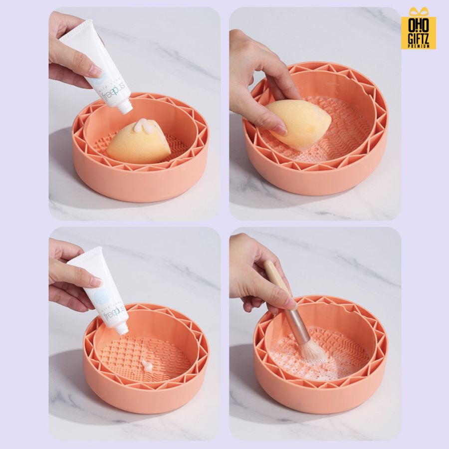  ถ้วยล้างและตากแปรงแต่งหน้า  สกรีนโลโก้ ทำเป็นของพรีเมี่ยมได้