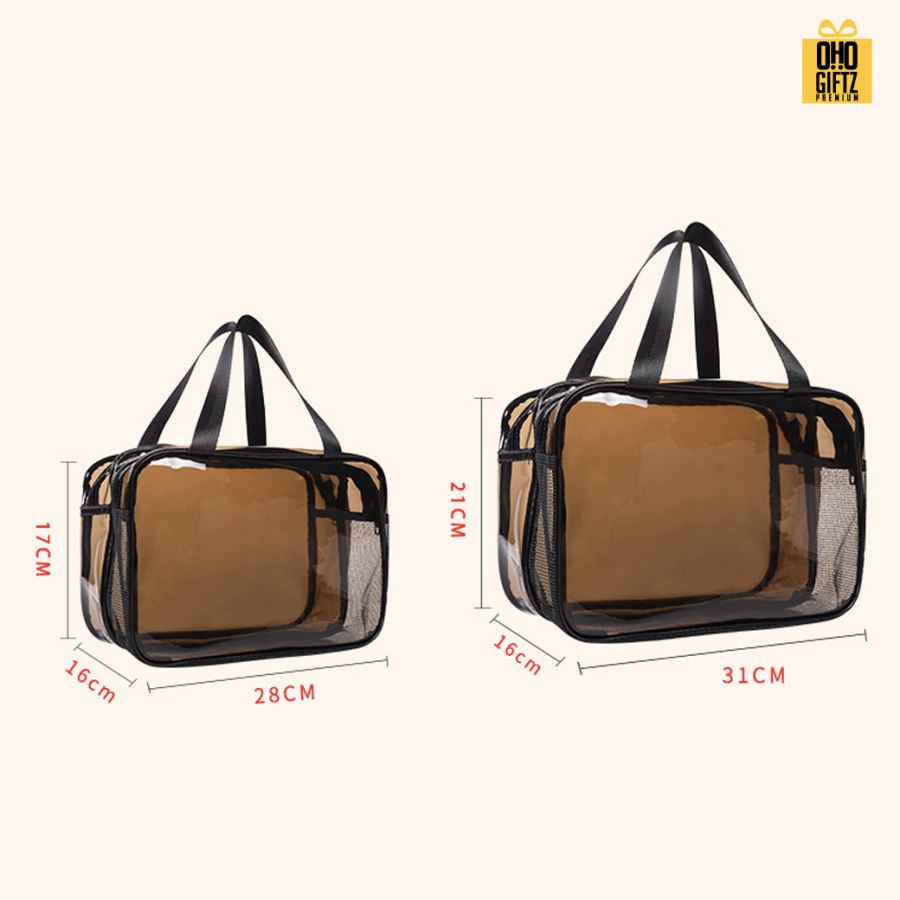 กระเป๋าเครื่องสำอาง pvc 2 ช่องใหญ่ สกรีนโลโก้  ทำเป็นของพรีเมี่ยมได้