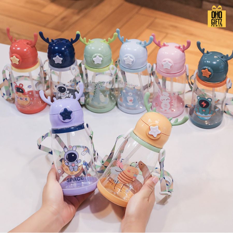 กระติกน้ำเด็กหูกวาง สกรีนชื่อ สกรีนโลโก้ ทำเป็นของพรีเมี่ยมได้ 