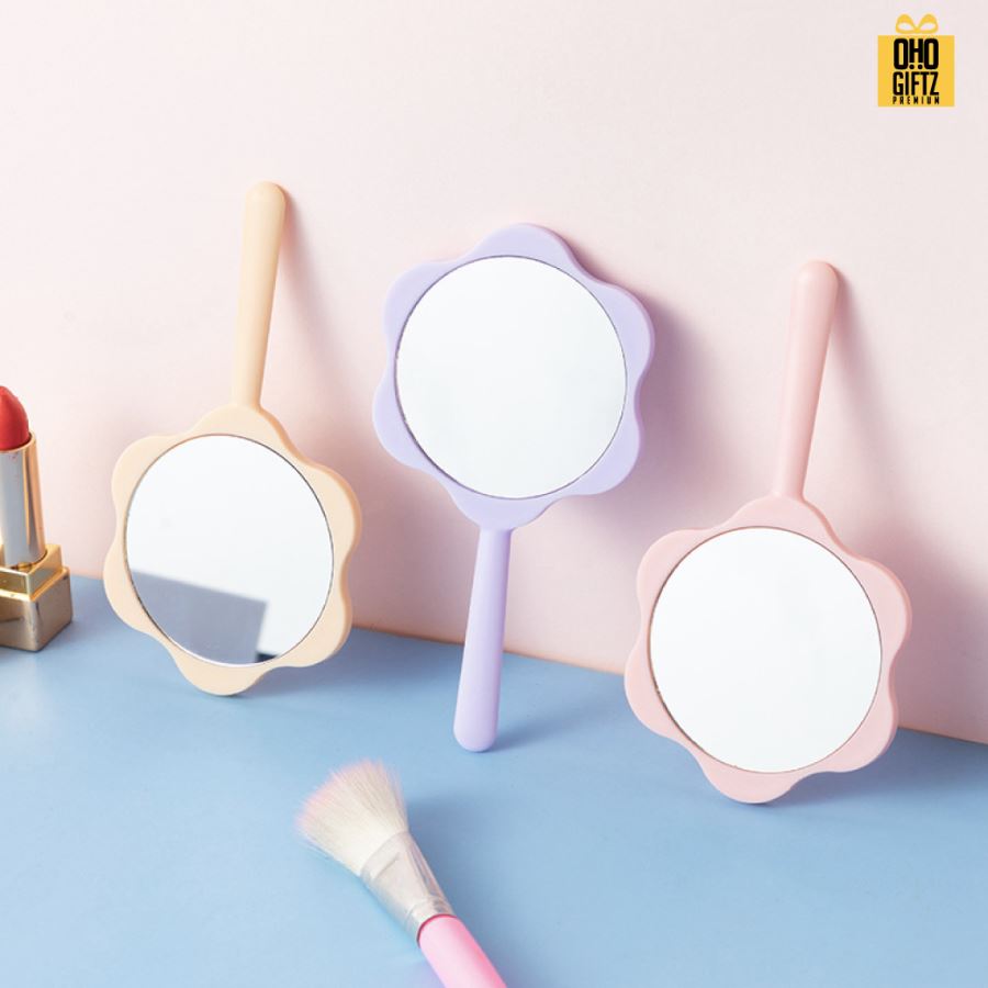  กระจกดอกไม้ สกรีนได้ไม่จำกัดสี สกรีนชื่อ สกรีนโลโก้  ทำเป็นของพรีเมี่ยมได้