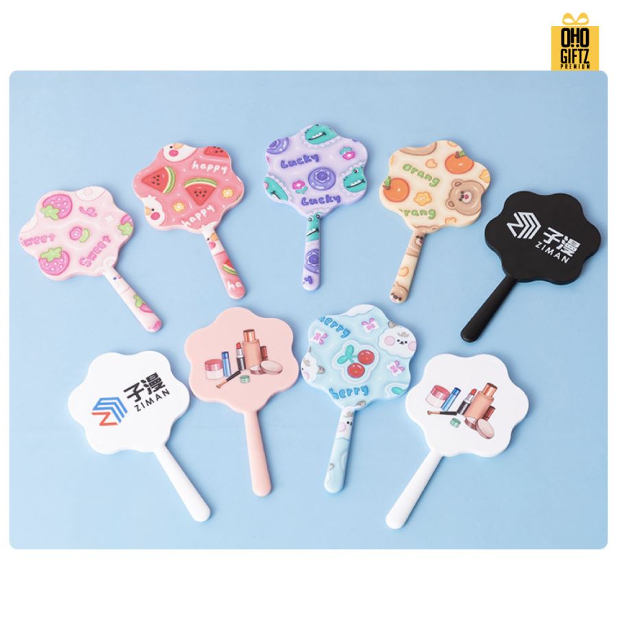  กระจกดอกไม้ สกรีนได้ไม่จำกัดสี สกรีนชื่อ สกรีนโลโก้  ทำเป็นของพรีเมี่ยมได้