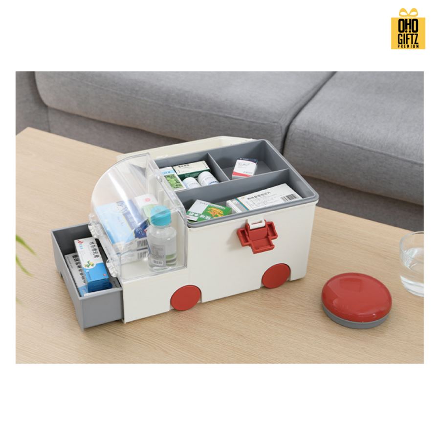 กล่องยาทรงรถพยาบาล สกรีนชื่อ สกรีนโลโก้ ทำเป็นของพรีเมี่ยมได้ 