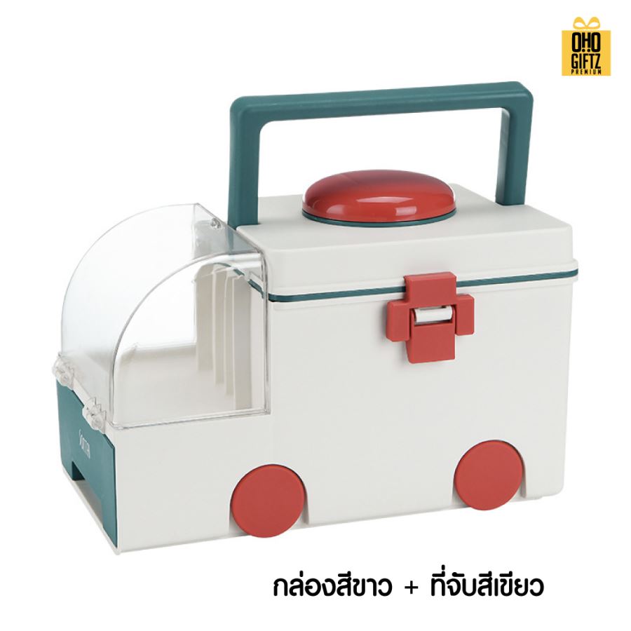 กล่องยาทรงรถพยาบาล สกรีนชื่อ สกรีนโลโก้ ทำเป็นของพรีเมี่ยมได้ 