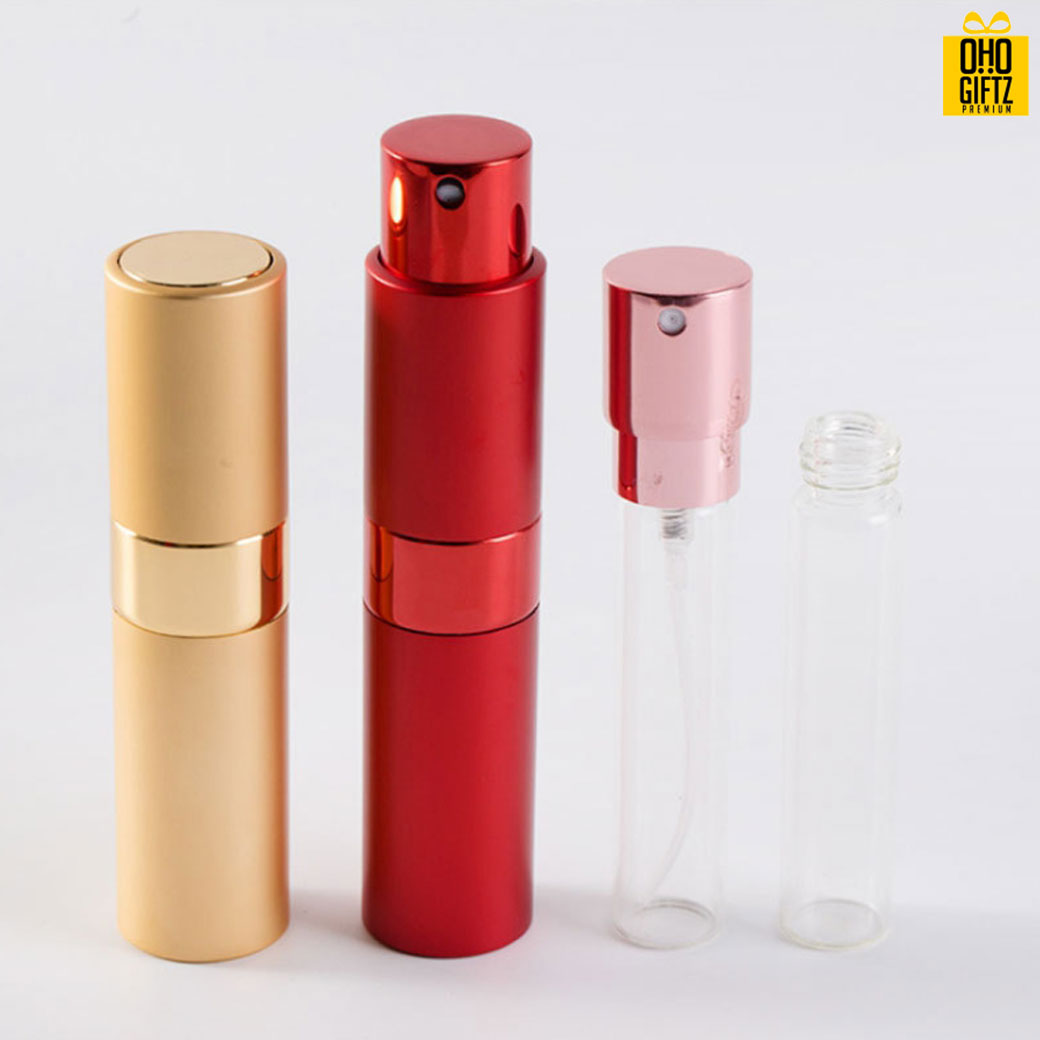 ขวดสเปรย์น้ำหอมอลูมิเนียม สกรีนโลโก้ ทำเป็นของพรีเมี่ยม ของชำร่วยได้