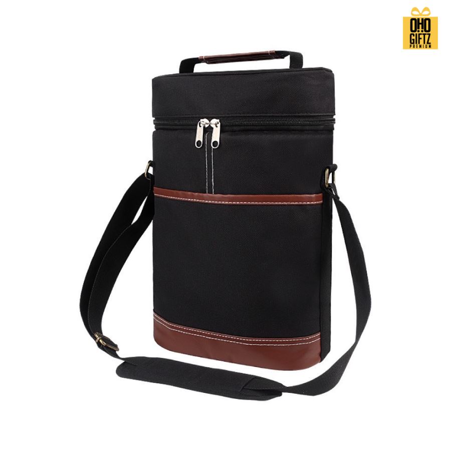 กระเป๋าใส่ขวดไวน์คู่ สกรีนโลโก้ ทำของพรีเมี่ยมได้