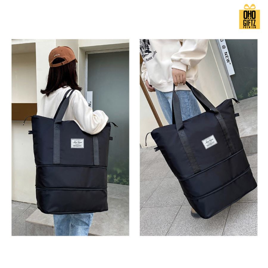 กระเป๋าใส่ของเดินทางพับได้ยืดได้ 3 ชั้น สกรีนชื่อ สกรีนโลโก้  ทำเป็นของพรีเมี่ยมได้