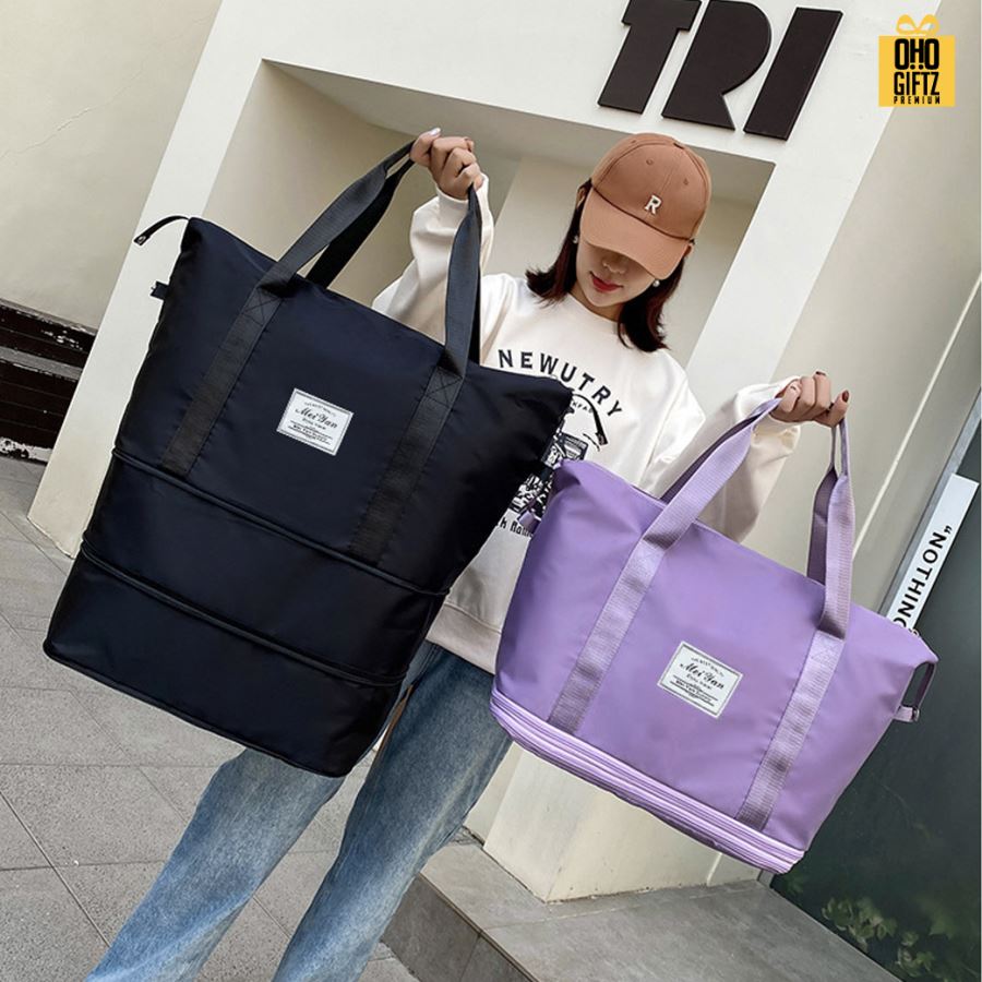กระเป๋าใส่ของเดินทางพับได้ยืดได้ 3 ชั้น สกรีนชื่อ สกรีนโลโก้  ทำเป็นของพรีเมี่ยมได้