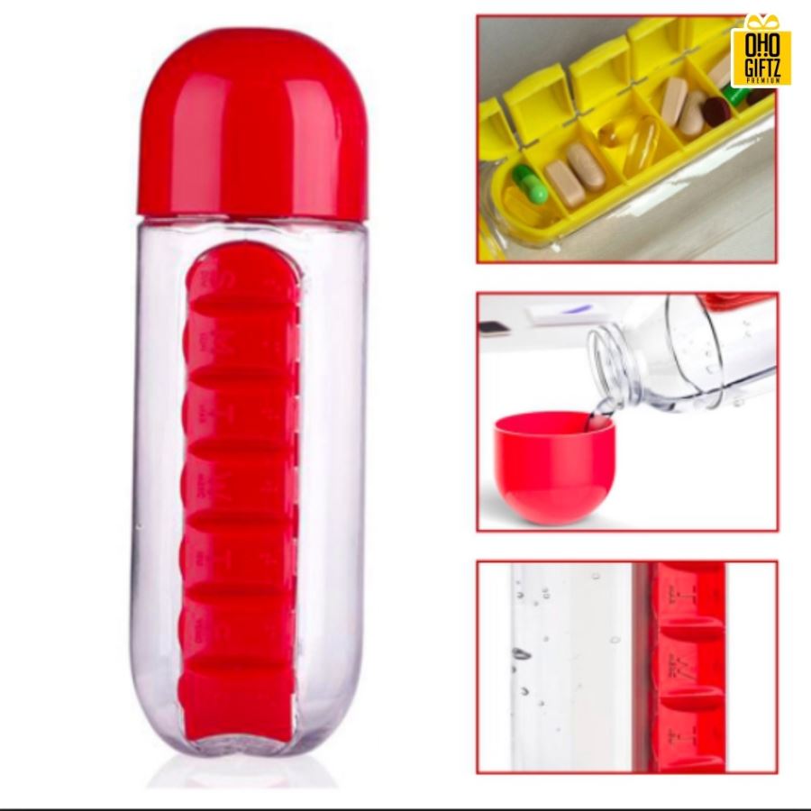 กระบอกน้ำพร้อมตลับยา Water Bottle with box pill  สกรีนชื่อ สกรีนโลโก้ ทำเป็นของพรีเมี่ยมได้