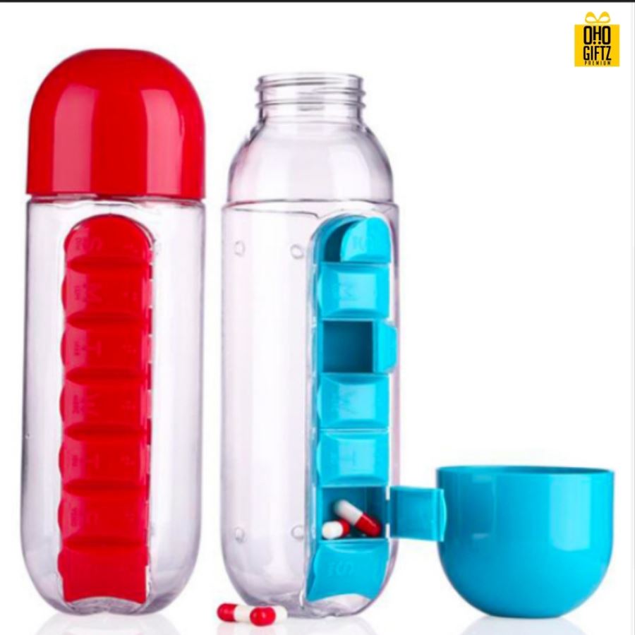 กระบอกน้ำพร้อมตลับยา Water Bottle with box pill  สกรีนชื่อ สกรีนโลโก้ ทำเป็นของพรีเมี่ยมได้