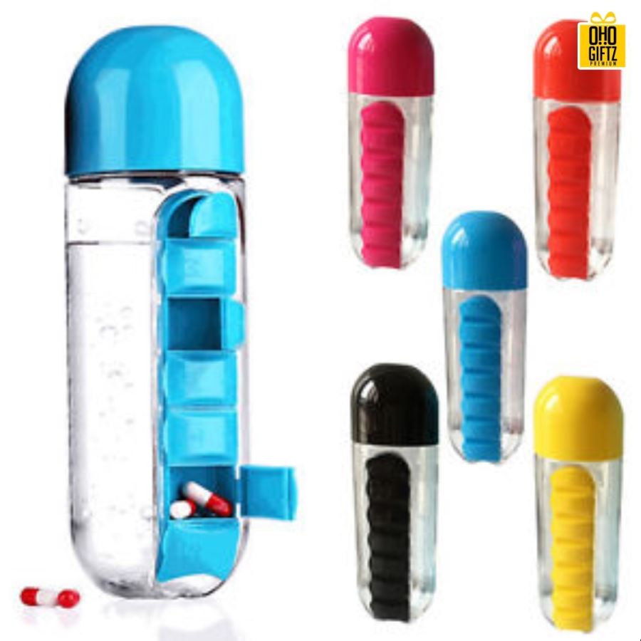 กระบอกน้ำพร้อมตลับยา Water Bottle with box pill  สกรีนชื่อ สกรีนโลโก้ ทำเป็นของพรีเมี่ยมได้