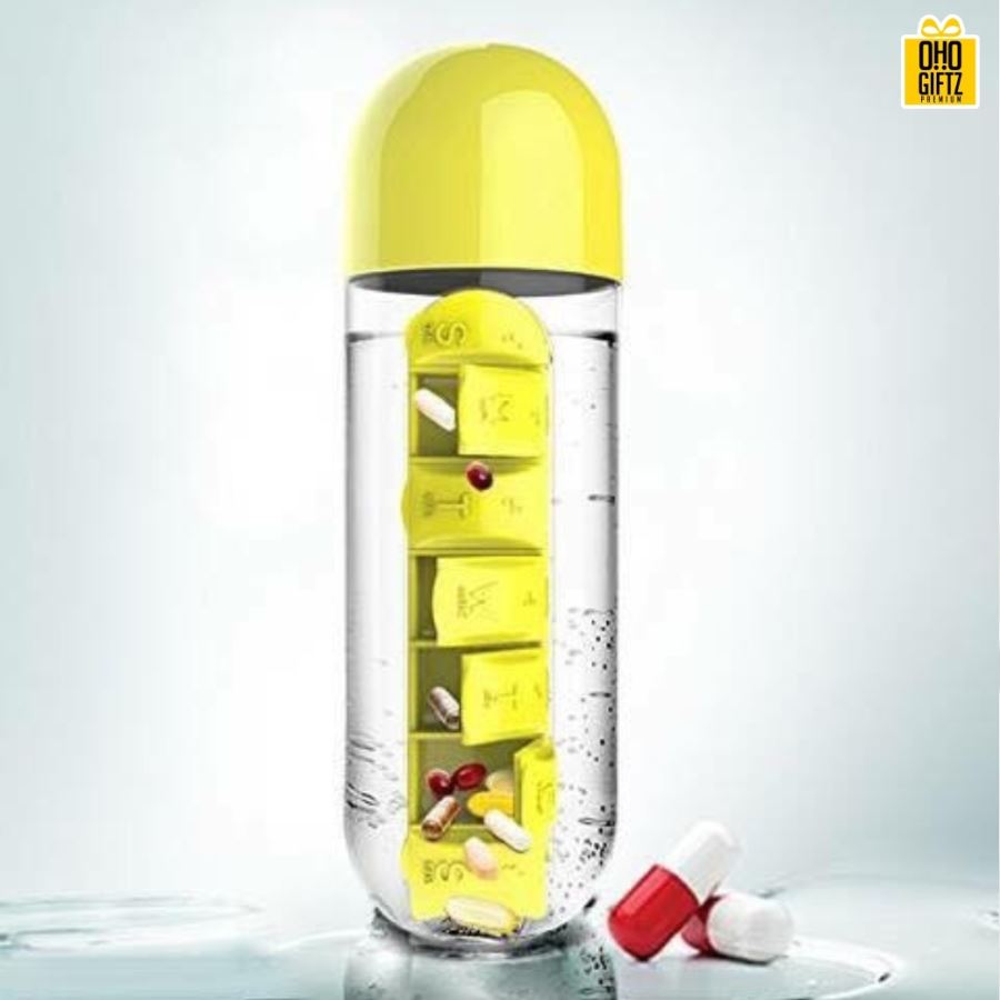 กระบอกน้ำพร้อมตลับยา Water Bottle with box pill  สกรีนชื่อ สกรีนโลโก้ ทำเป็นของพรีเมี่ยมได้