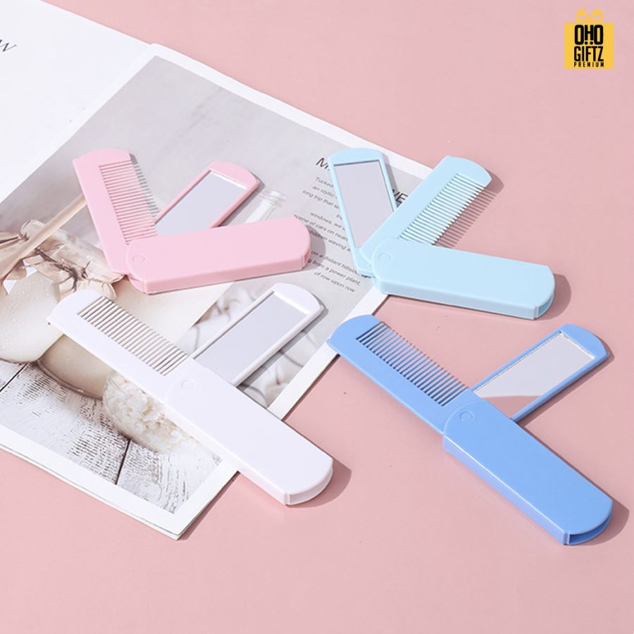 หวีพับพร้อมกระจก สกรีนโลโก้  ทำเป็นของพรีเมี่ยมได้