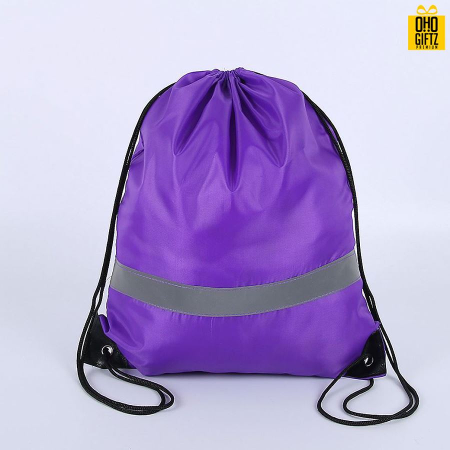 กระเป๋าเป้เชือกรูดมีแถบสะท้อนแสง สกรีนโลโก้ ทำเป็นของพรีเมี่ยม