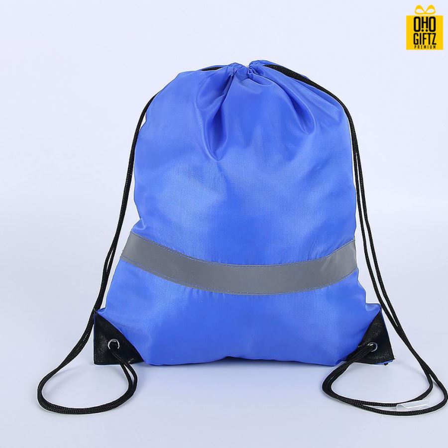 กระเป๋าเป้เชือกรูดมีแถบสะท้อนแสง สกรีนโลโก้ ทำเป็นของพรีเมี่ยม