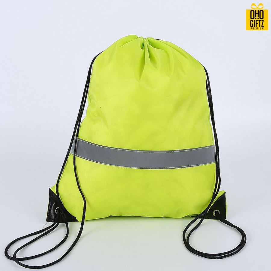 กระเป๋าเป้เชือกรูดมีแถบสะท้อนแสง สกรีนโลโก้ ทำเป็นของพรีเมี่ยม