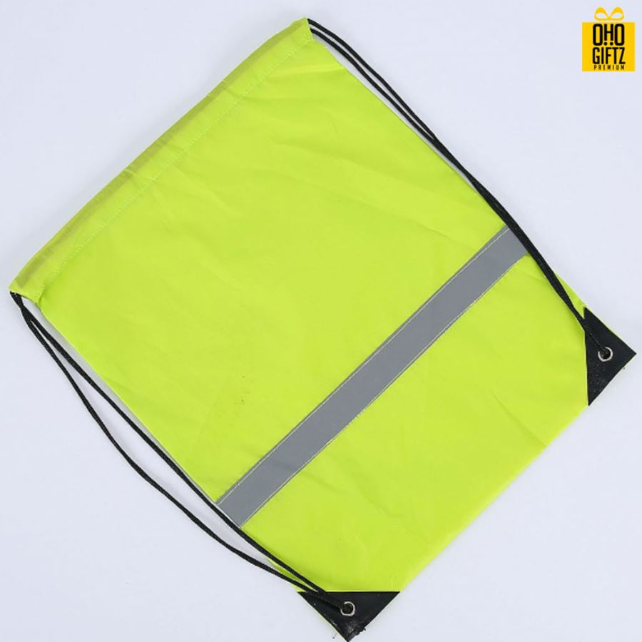 กระเป๋าเป้เชือกรูดมีแถบสะท้อนแสง สกรีนโลโก้ ทำเป็นของพรีเมี่ยม