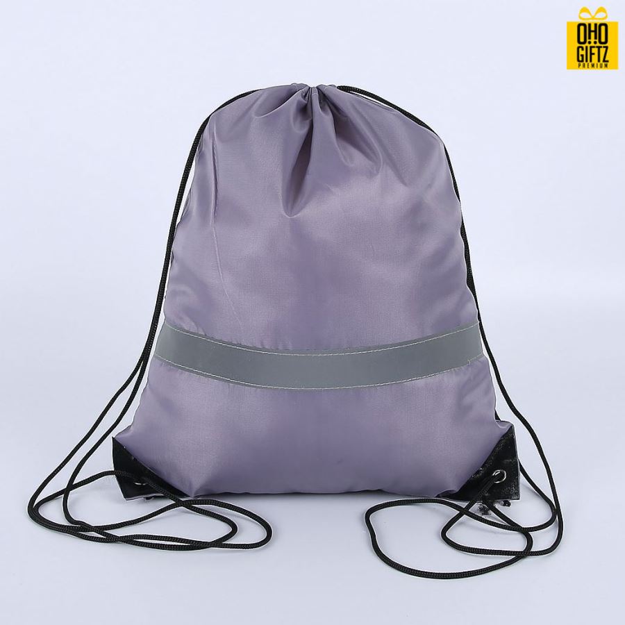 กระเป๋าเป้เชือกรูดมีแถบสะท้อนแสง สกรีนโลโก้ ทำเป็นของพรีเมี่ยม