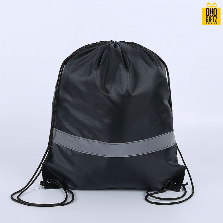 กระเป๋าเป้เชือกรูดมีแถบสะท้อนแสง สกรีนโลโก้ ทำเป็นของพรีเมี่ยม