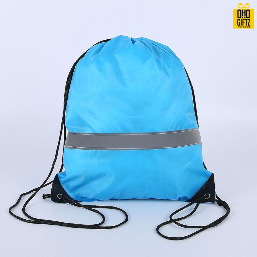 กระเป๋าเป้เชือกรูดมีแถบสะท้อนแสง สกรีนโลโก้ ทำเป็นของพรีเมี่ยม