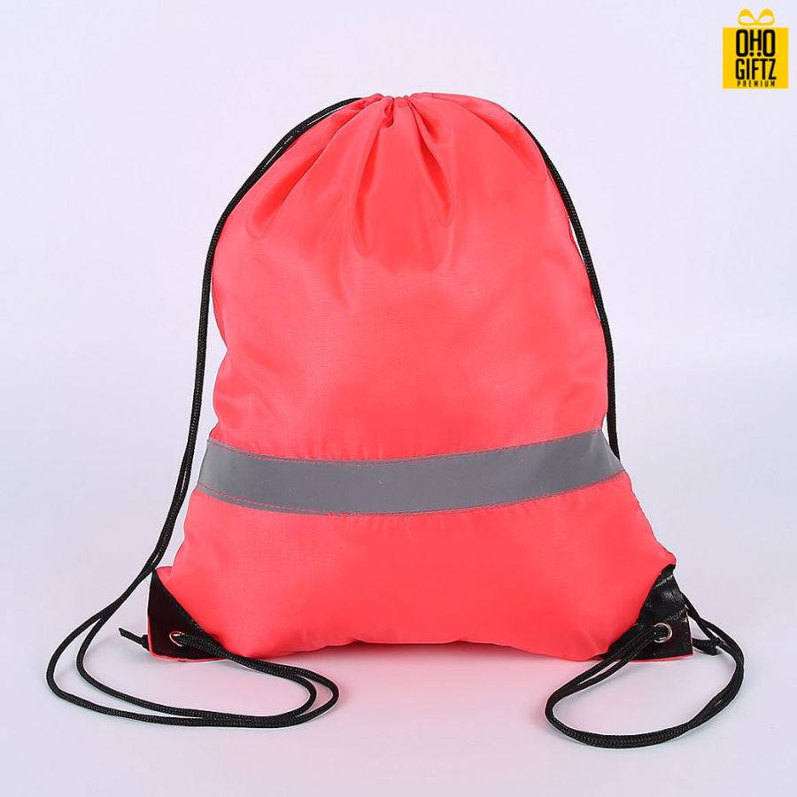 กระเป๋าเป้เชือกรูดมีแถบสะท้อนแสง สกรีนโลโก้ ทำเป็นของพรีเมี่ยม