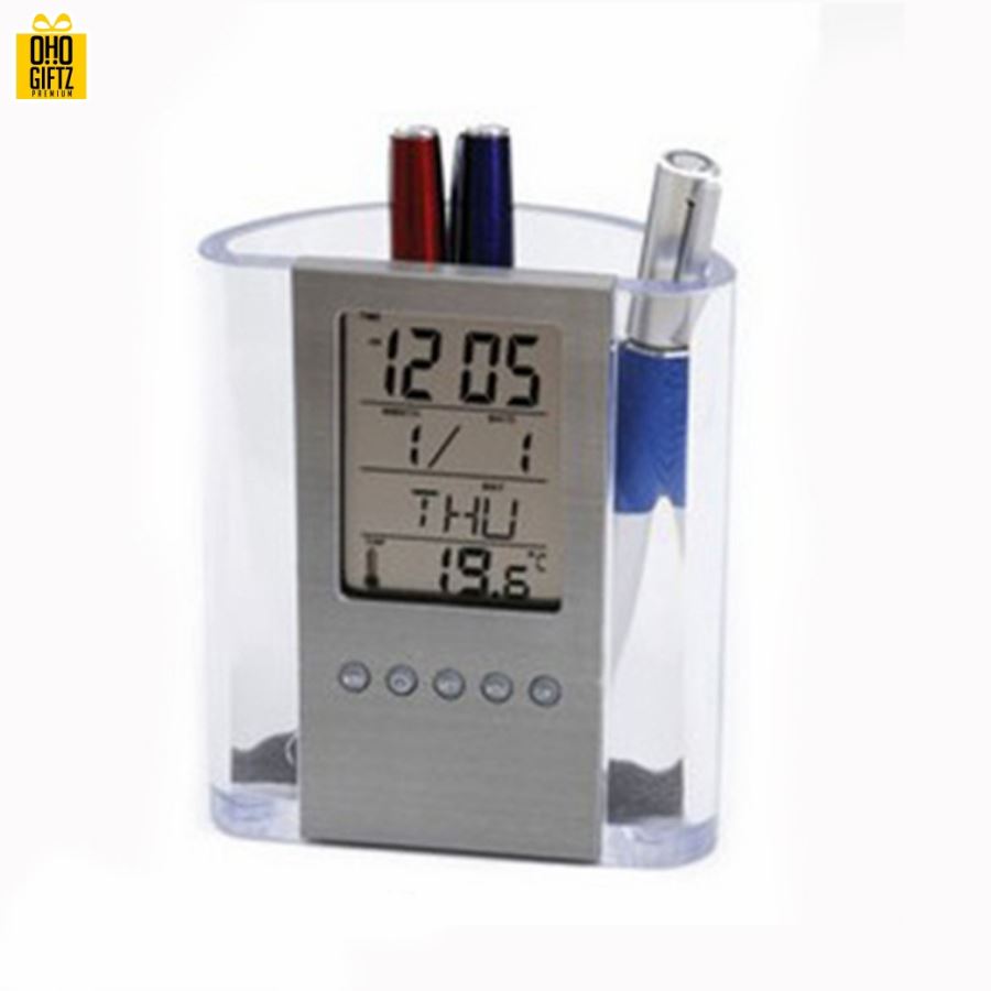 นาฬิกาพร้อมที่ใส่ปากกา สกรีนโลโก้ ทำเป็นของพรีเมี่ยมได้