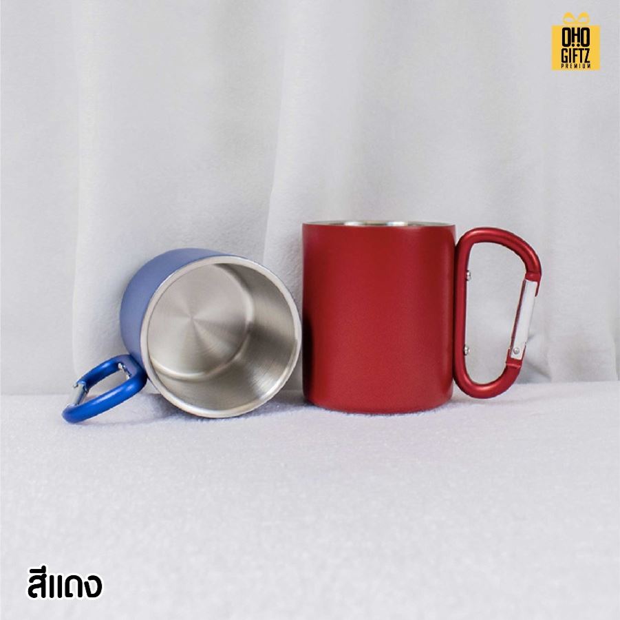 ถ้วยกาแฟสแตนเลส แคมป์ปิ้ง สกรีนโลโก้ ทำเป็นของพรีเมี่ยมได้